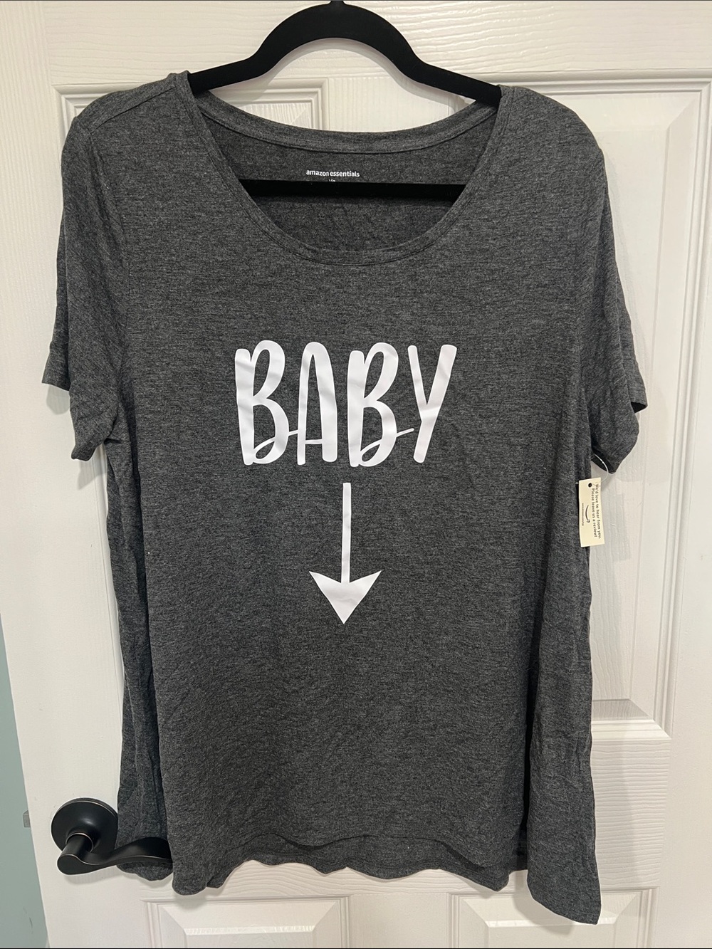 Amazon Essentials Charcoal Gray 'BABY' Arrow Maternity Graphic Tee